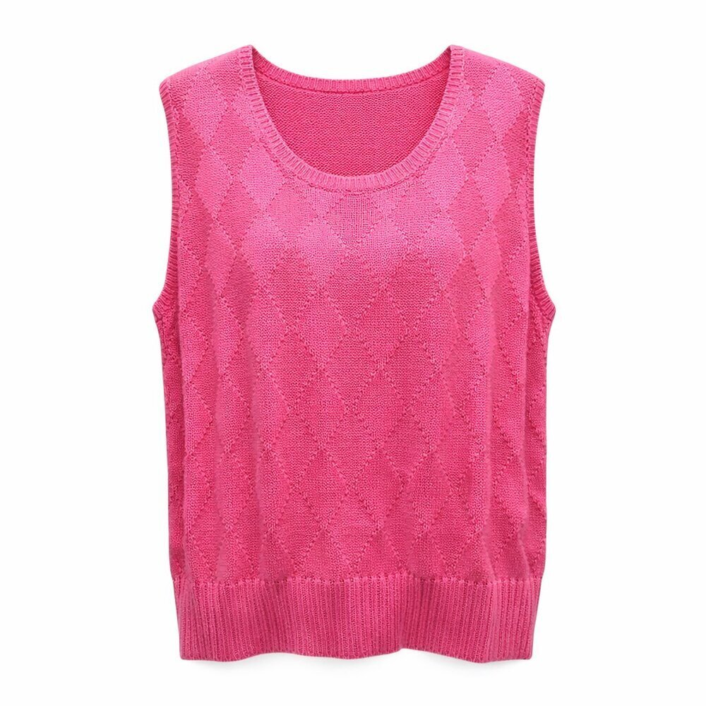 NWT Talbots Pink Argyle Sweater Vest 1X | Preppy Sleeveless Knit Top Plus Size